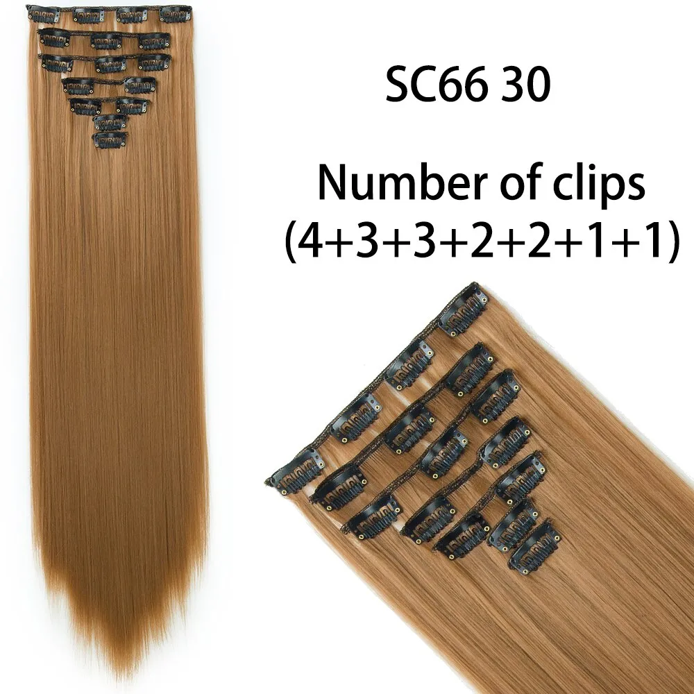 Beauty Long Straight Synthetic Hair 16 Clips 140G Extensions Clips