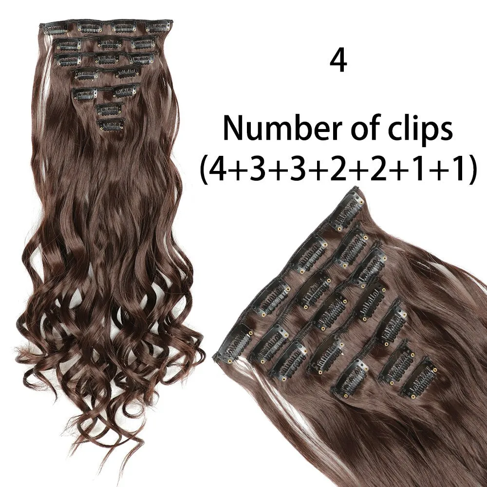 Beauty Long Straight Synthetic Hair 16 Clips 140G Extensions Clips