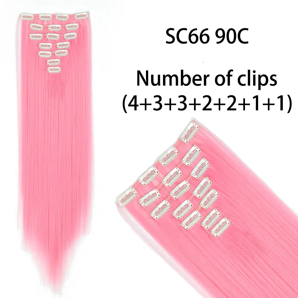 Beauty Long Straight Synthetic Hair 16 Clips 140G Extensions Clips