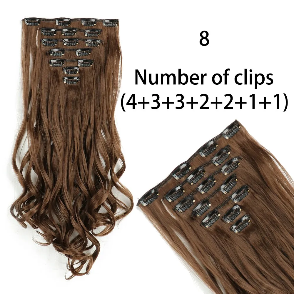 Beauty Long Straight Synthetic Hair 16 Clips 140G Extensions Clips