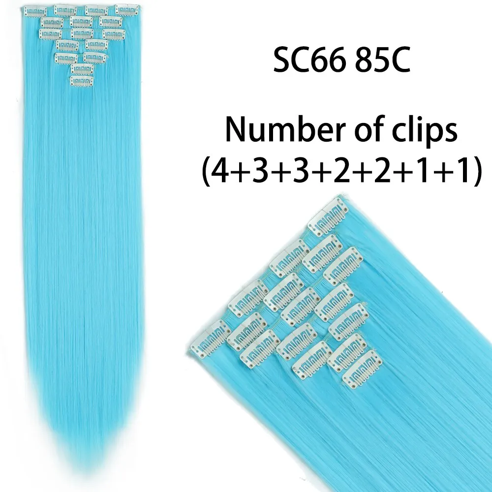 Beauty Long Straight Synthetic Hair 16 Clips 140G Extensions Clips