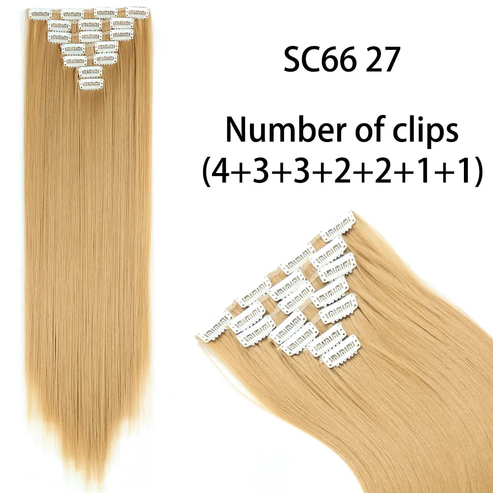 Beauty Long Straight Synthetic Hair 16 Clips 140G Extensions Clips