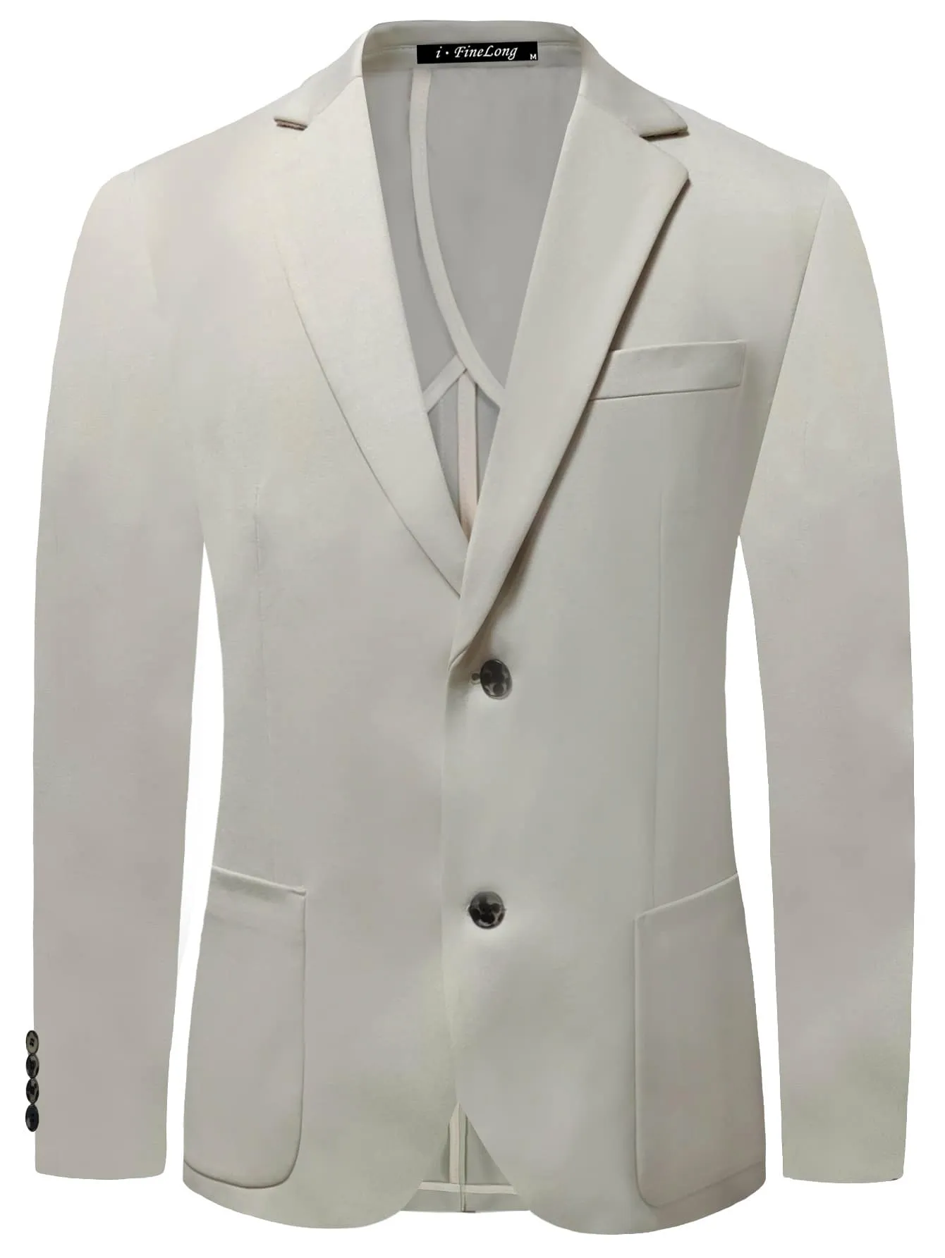 Beige Single Breasted Lapel Neck Pocket Patched Blazer