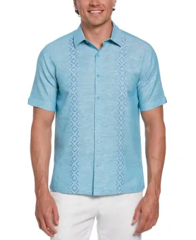 Big & Tall Linen Blend Argyle Embroidered Chambray Shirt