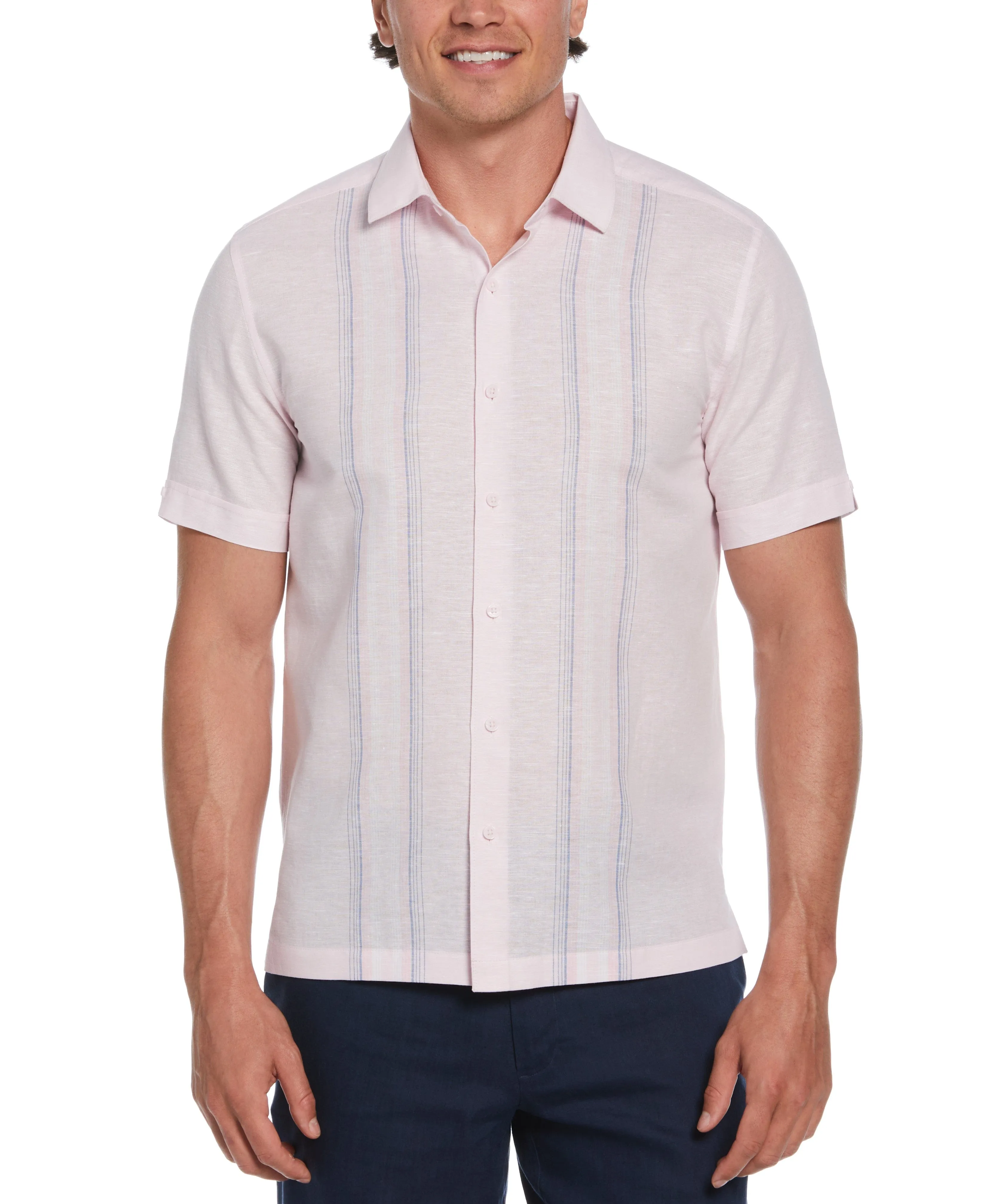 Big & Tall Linen Blend Tri-Color Panel Shirt