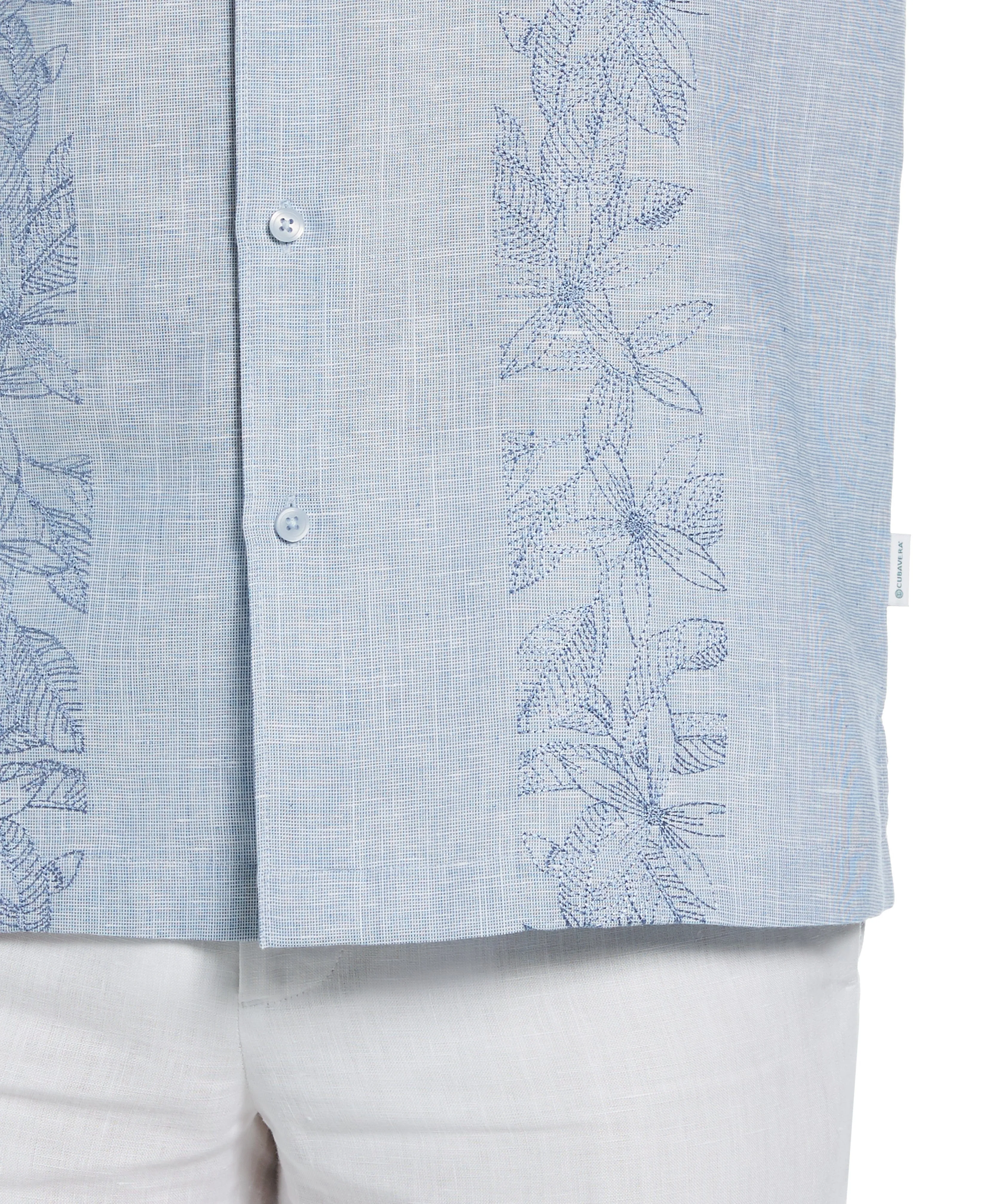 Big & Tall Tropical Panel Linen-Blend Shirt