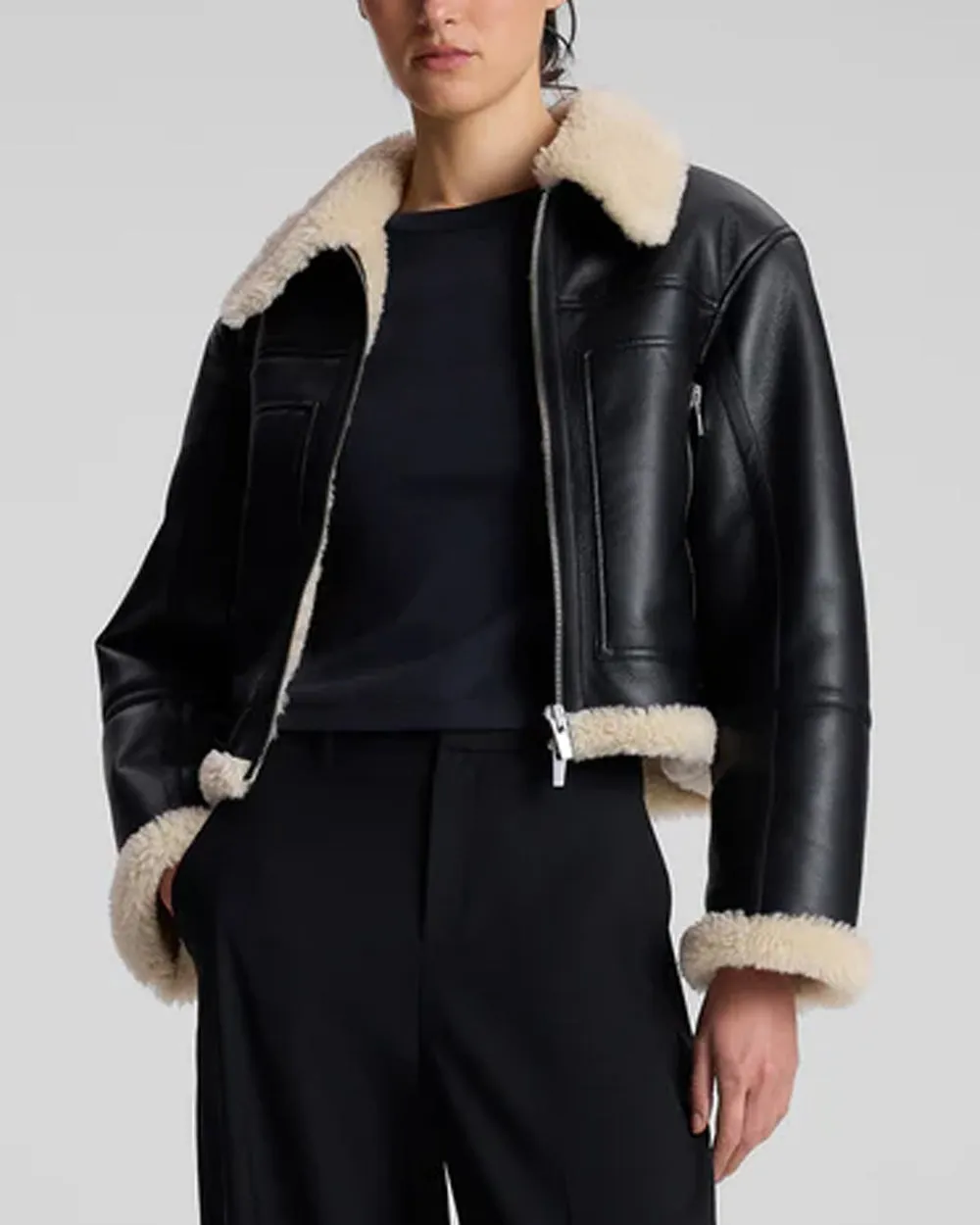 Black and Champagne Avery Shearling Jacket