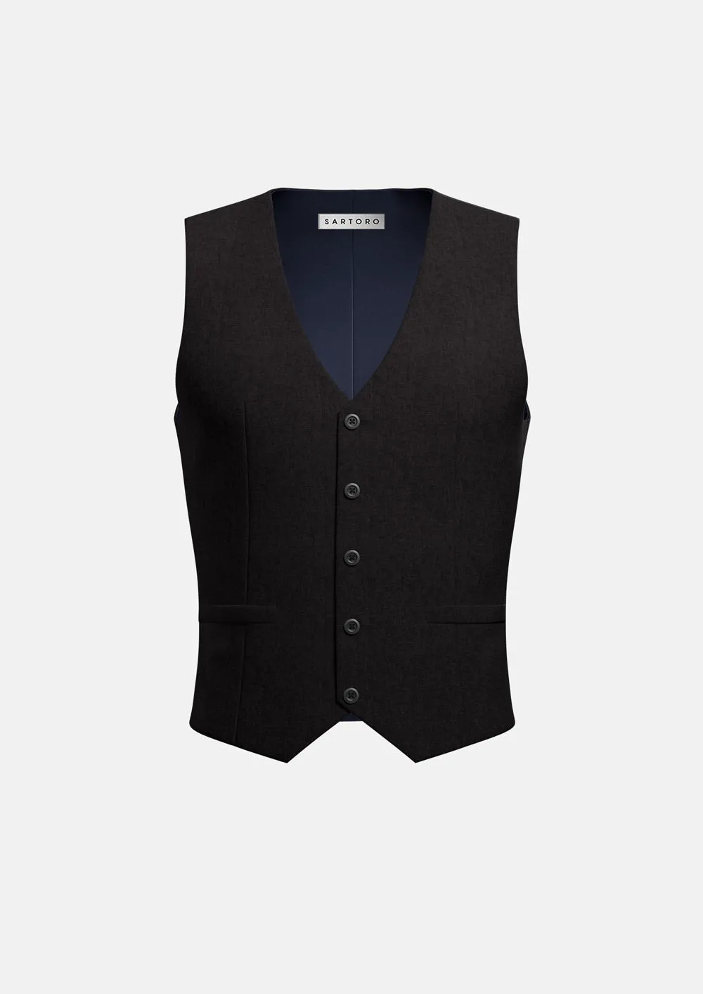 Black Linen Blend Vest