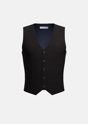 Black Linen Blend Vest