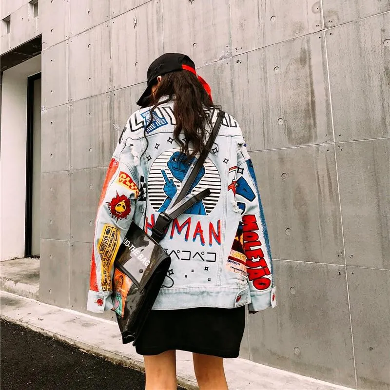 Boho Jacket Graffiti Denim