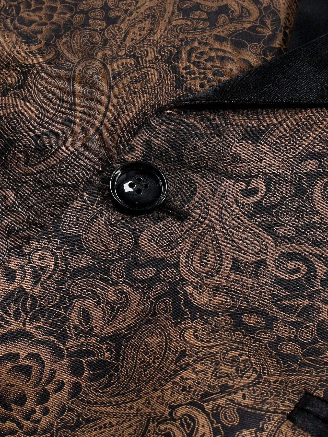 Brown Paisley Print Single Button Peal Labels Blazer