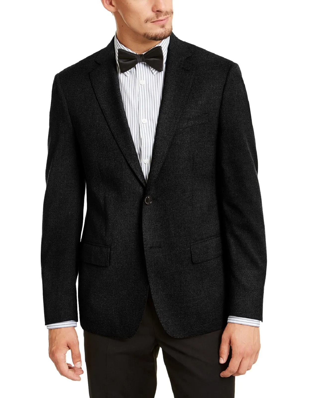 Calvin Klein Men's Skinny-Fit Stretch Black Plaid Suit Jacket, 38S