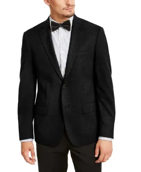 Calvin Klein Men's Skinny-Fit Stretch Black Plaid Suit Jacket, 38S