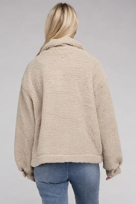 Cozy Sherpa Button-Front Jacket