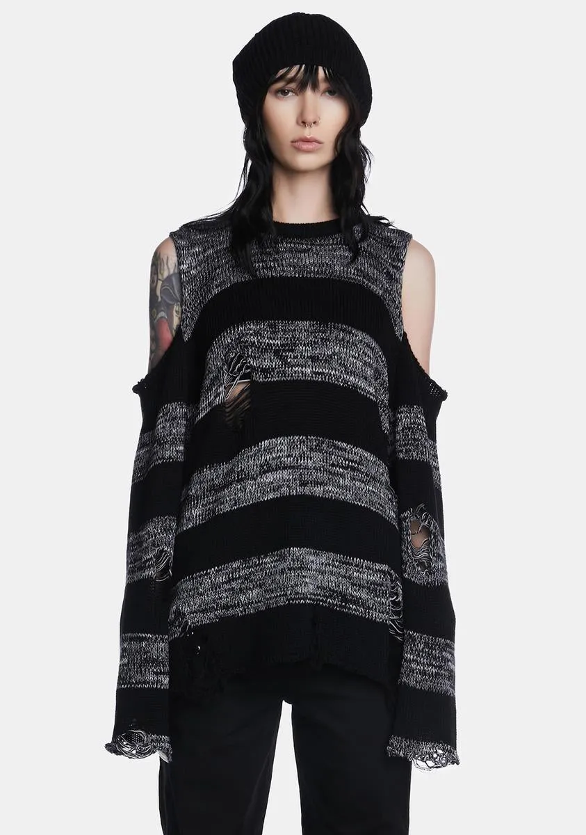 Curtis Black Grey Striped Knit Jumper