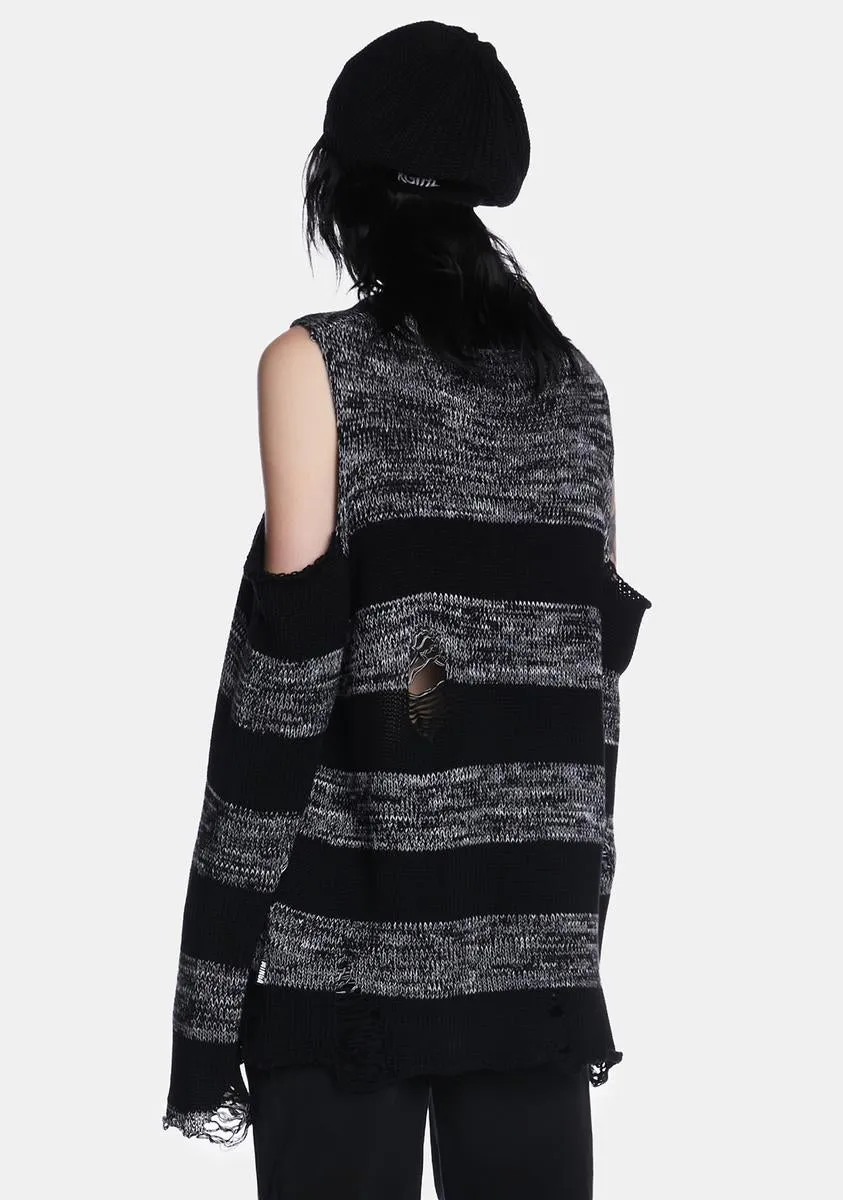 Curtis Black Grey Striped Knit Jumper