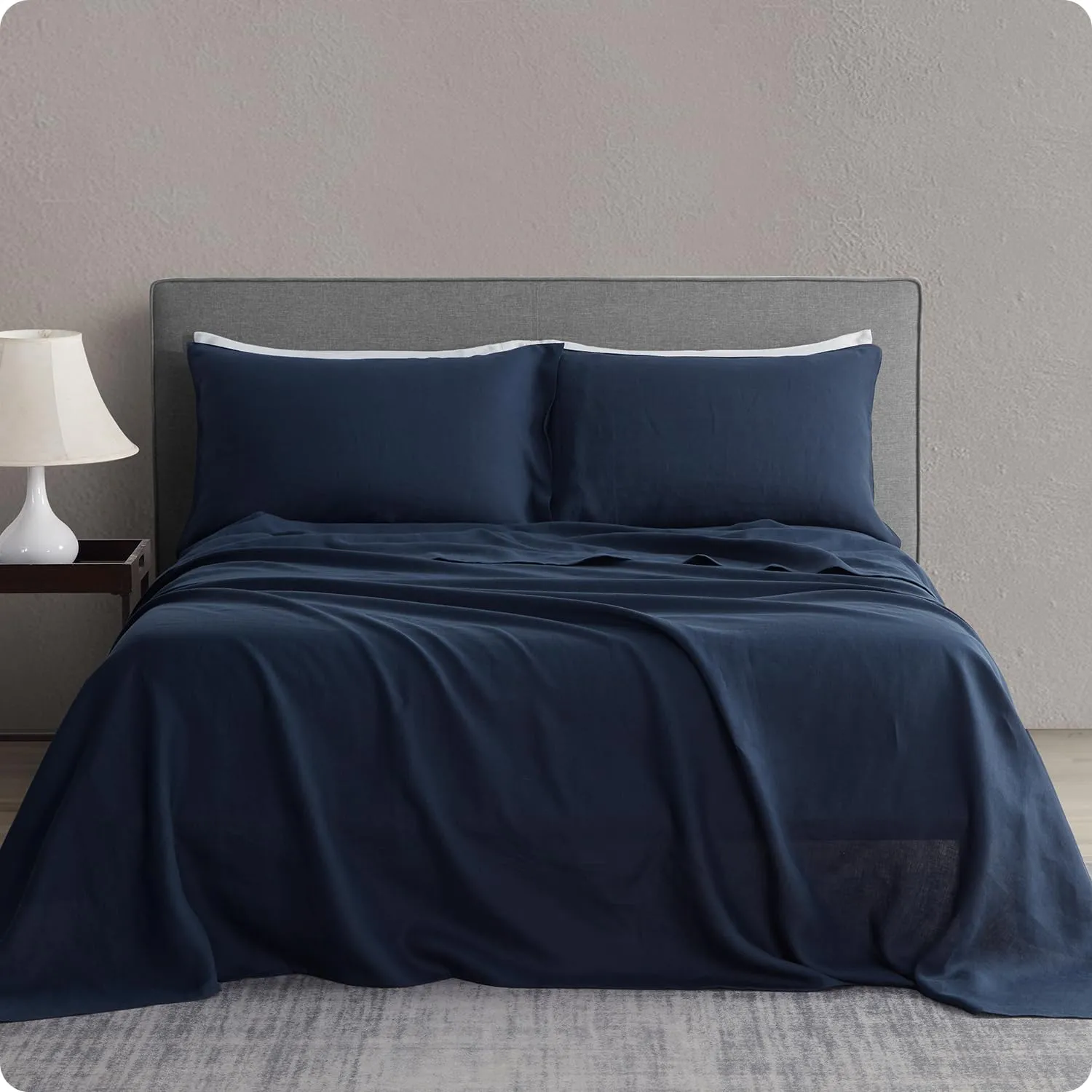 DAPU: 100% Pure French Linen Sheets (3 Sets - 1 Flat Sheet, 1 Fitted Sheet, 2 Pillowcases)