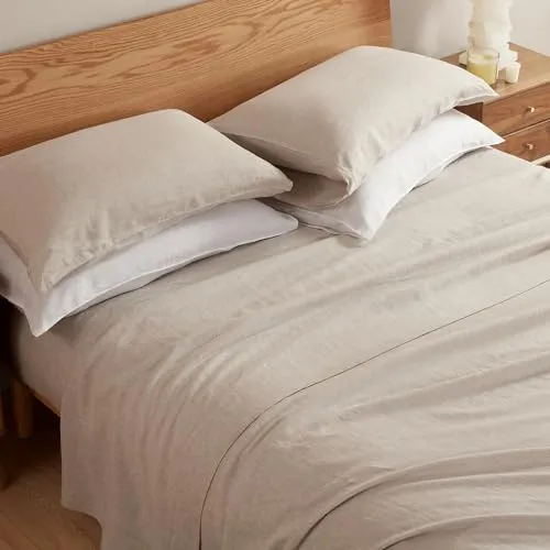 DAPU: 100% Pure French Linen Sheets (3 Sets - 1 Flat Sheet, 1 Fitted Sheet, 2 Pillowcases)