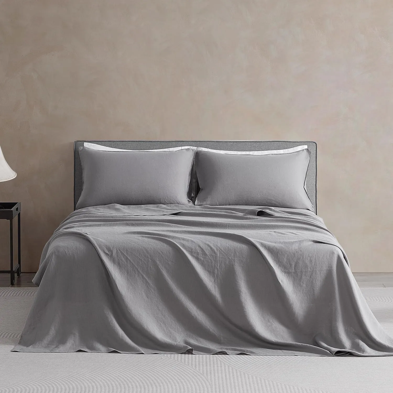 DAPU: 100% Pure French Linen Sheets (3 Sets - 1 Flat Sheet, 1 Fitted Sheet, 2 Pillowcases)