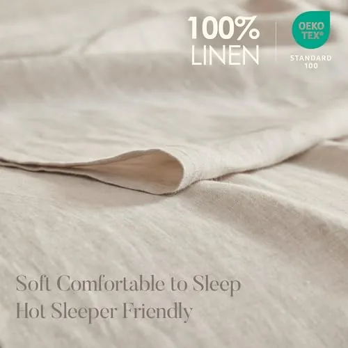 DAPU: 100% Pure French Linen Sheets (3 Sets - 1 Flat Sheet, 1 Fitted Sheet, 2 Pillowcases)