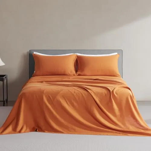 DAPU: 100% Pure French Linen Sheets (3 Sets - 1 Flat Sheet, 1 Fitted Sheet, 2 Pillowcases)