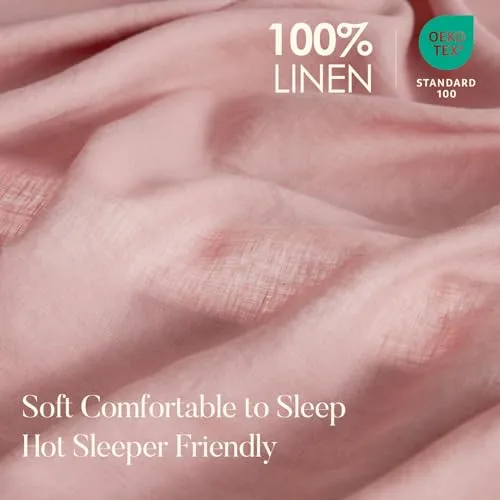 DAPU: 100% Pure French Linen Sheets (3 Sets - 1 Flat Sheet, 1 Fitted Sheet, 2 Pillowcases)