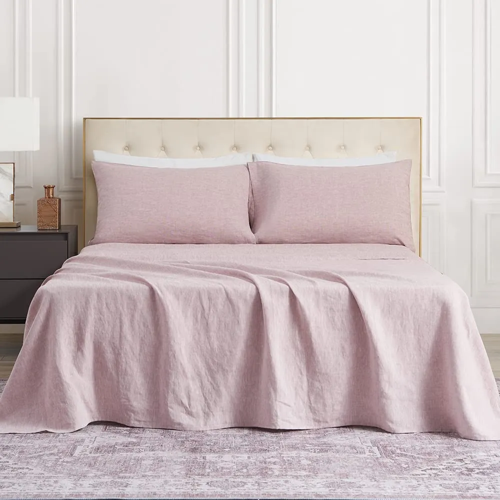 DAPU: 100% Pure French Linen Sheets (3 Sets - 1 Flat Sheet, 1 Fitted Sheet, 2 Pillowcases)