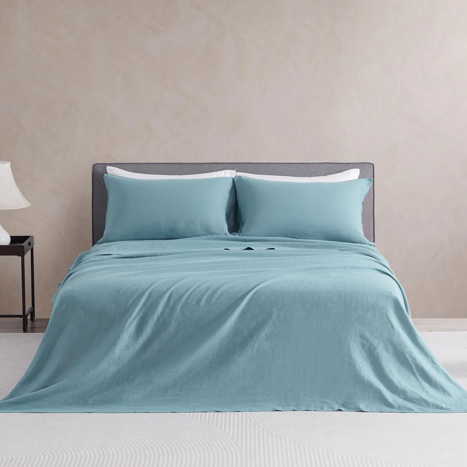 DAPU: 100% Pure French Linen Sheets (3 Sets - 1 Flat Sheet, 1 Fitted Sheet, 2 Pillowcases)