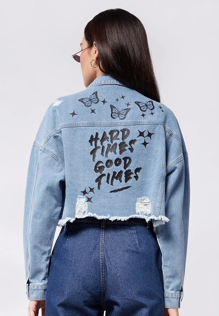 Denim Jacket with Prints Detail