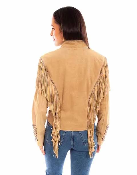 Desperado Beaded Fringe Leather Jacket ~ Old Rust/Sand  (DS)