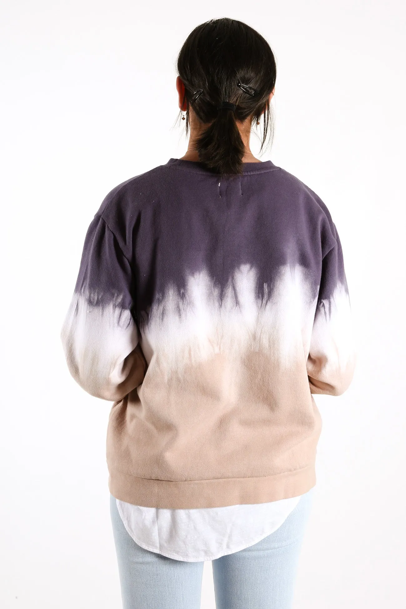 Double Dip Dye GF Fleece Crew Thunder Grey