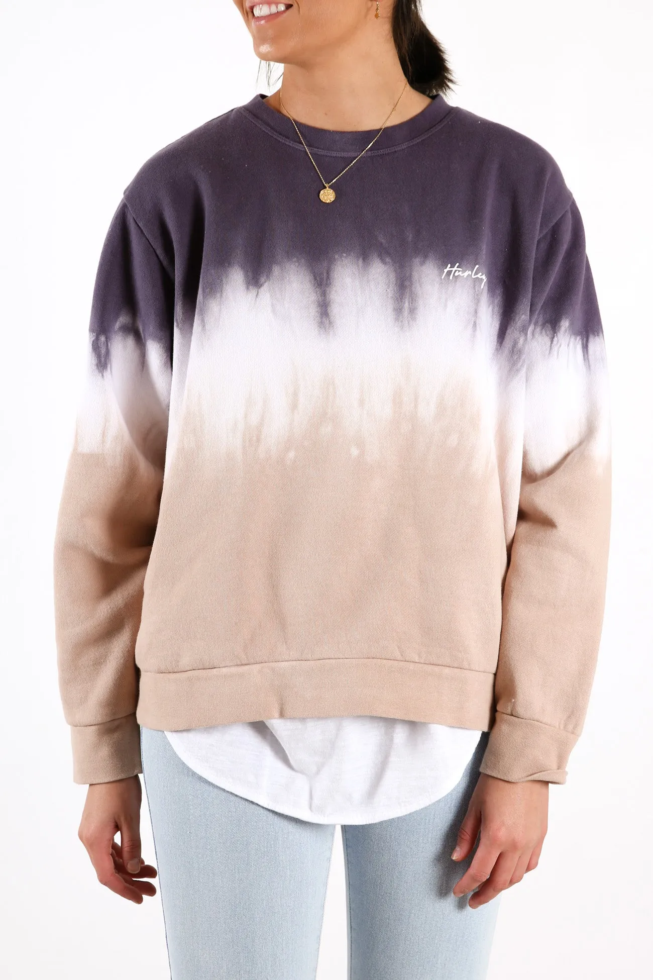 Double Dip Dye GF Fleece Crew Thunder Grey