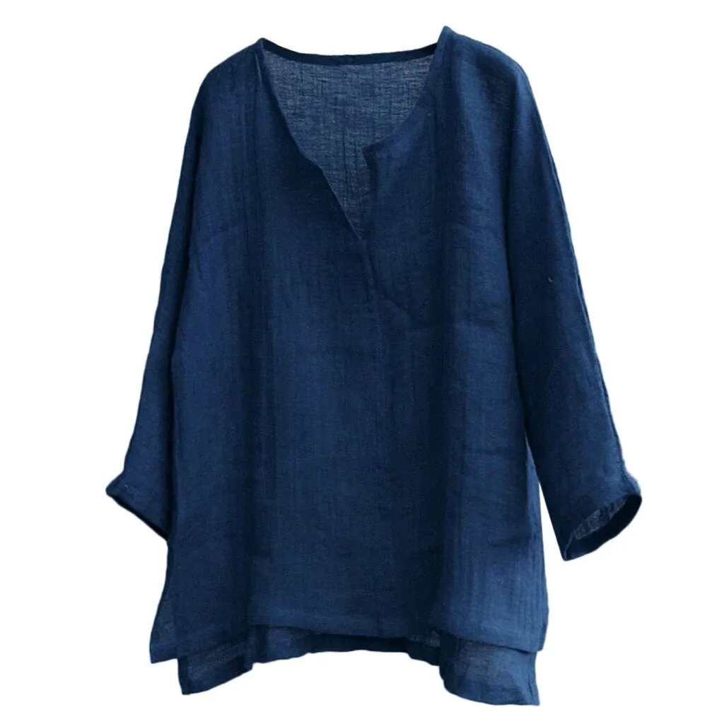 Elveswallet Breathable Comfy Solid Color Long Sleeve Loose Harajuku Casual Blouse