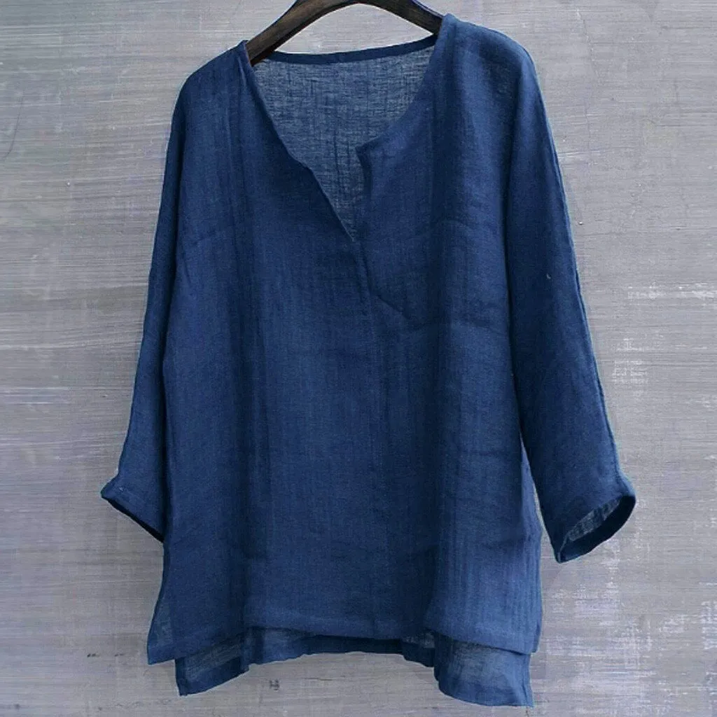 Elveswallet Breathable Comfy Solid Color Long Sleeve Loose Harajuku Casual Blouse