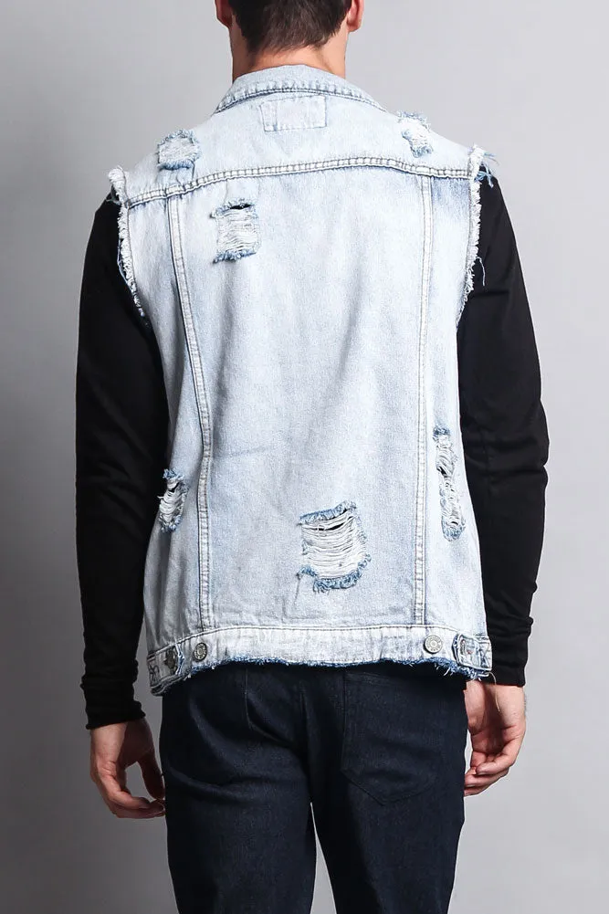 Essential Distressed Denim Vest