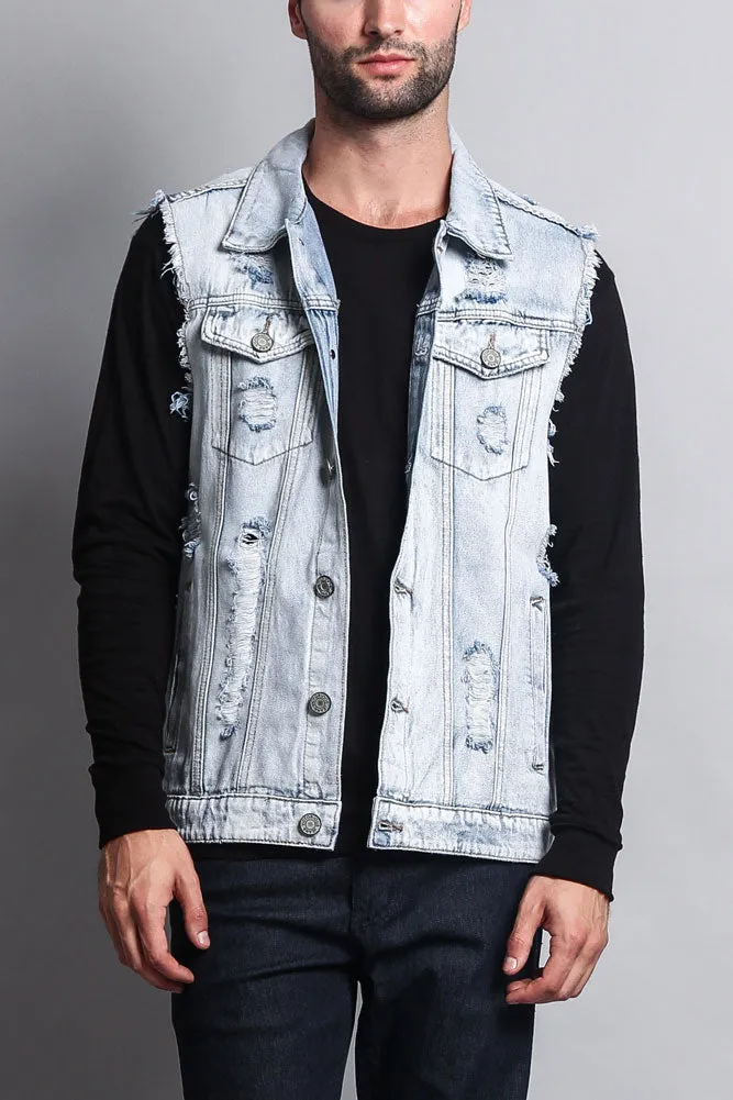 Essential Distressed Denim Vest