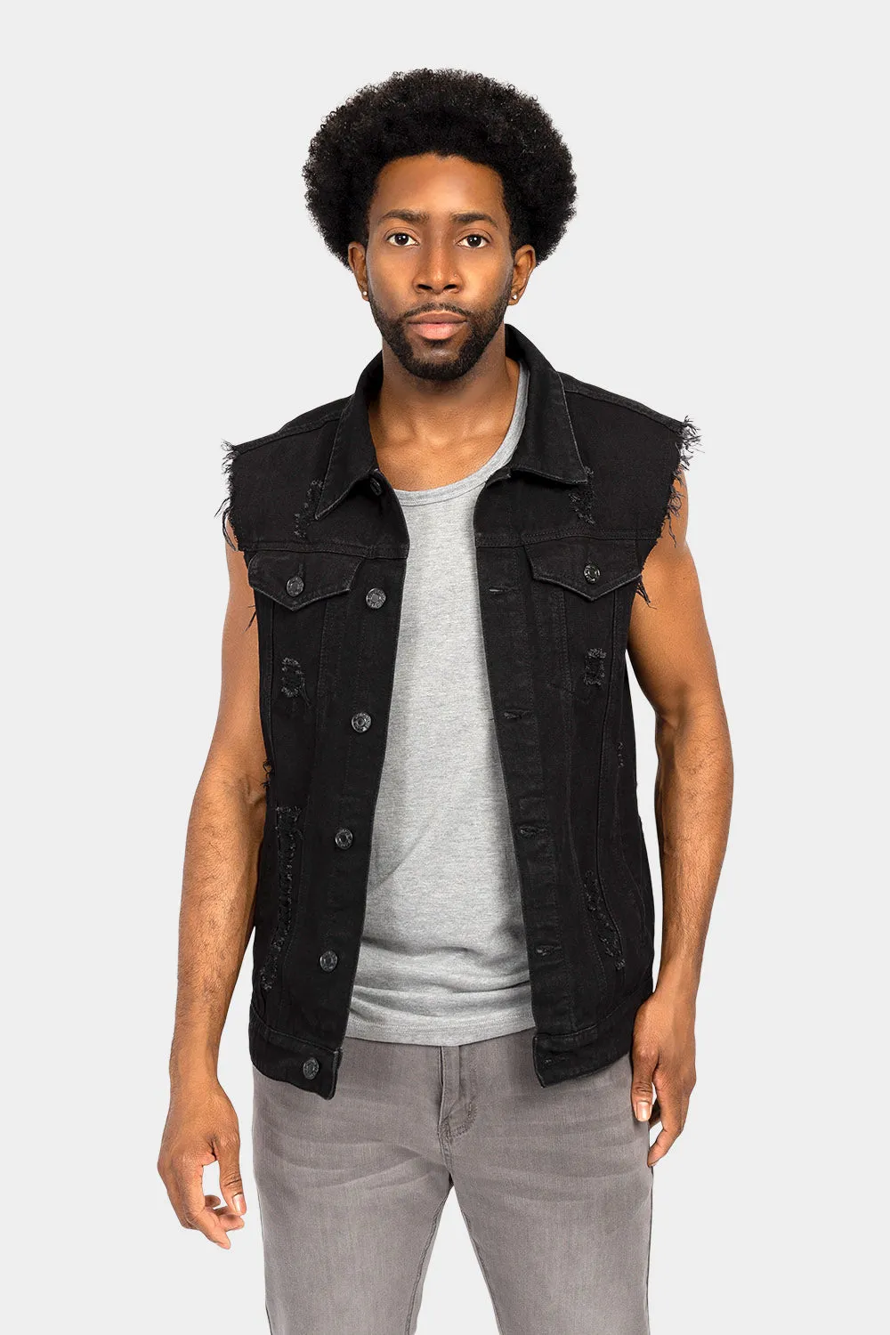 Essential Distressed Denim Vest