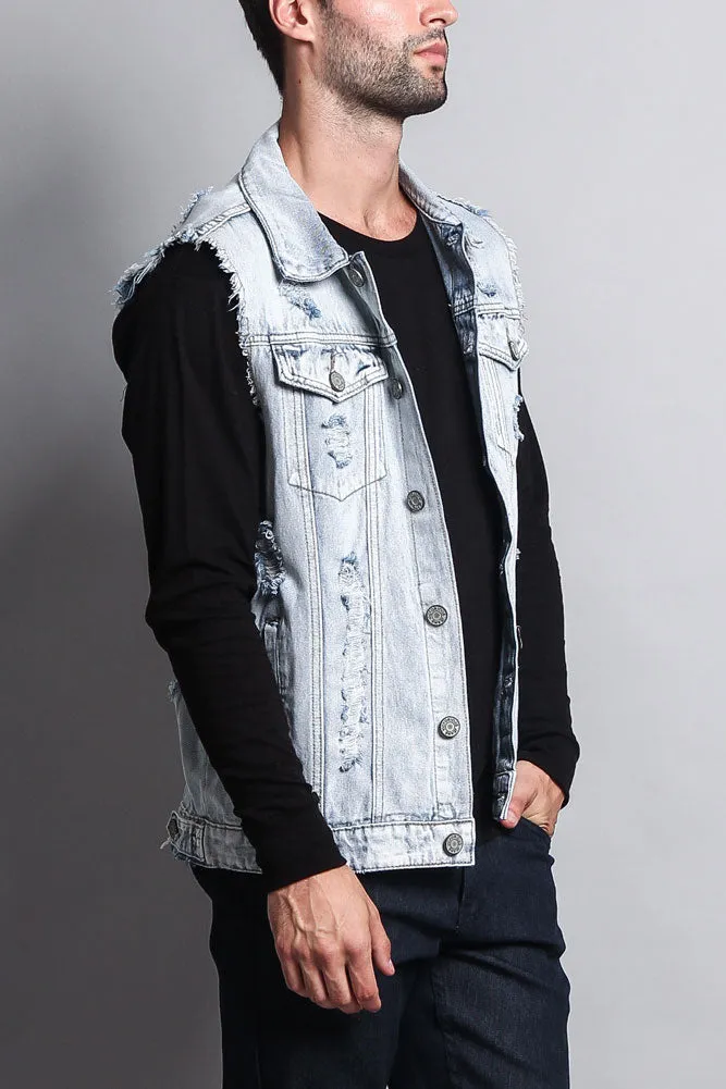 Essential Distressed Denim Vest