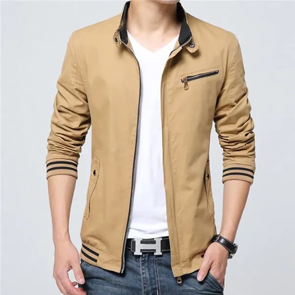 Fashion Male Jackets Solid Stand Collar Zipper High Quality Jacket