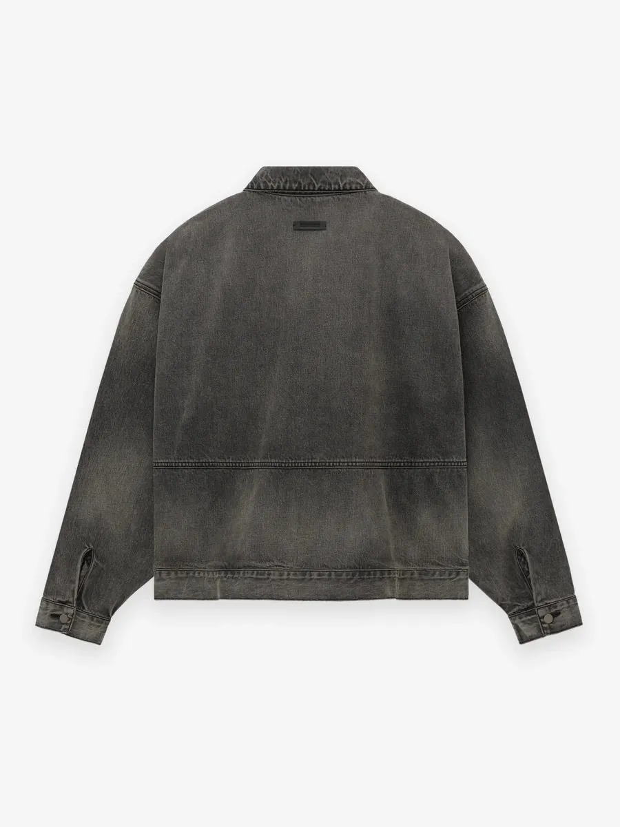 Fear of God Essentials Denim Trucker Jacket in Vintage Black