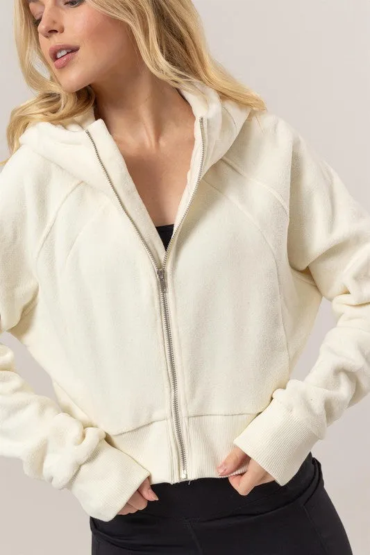 Fleece Zip-Front Hood Jacket