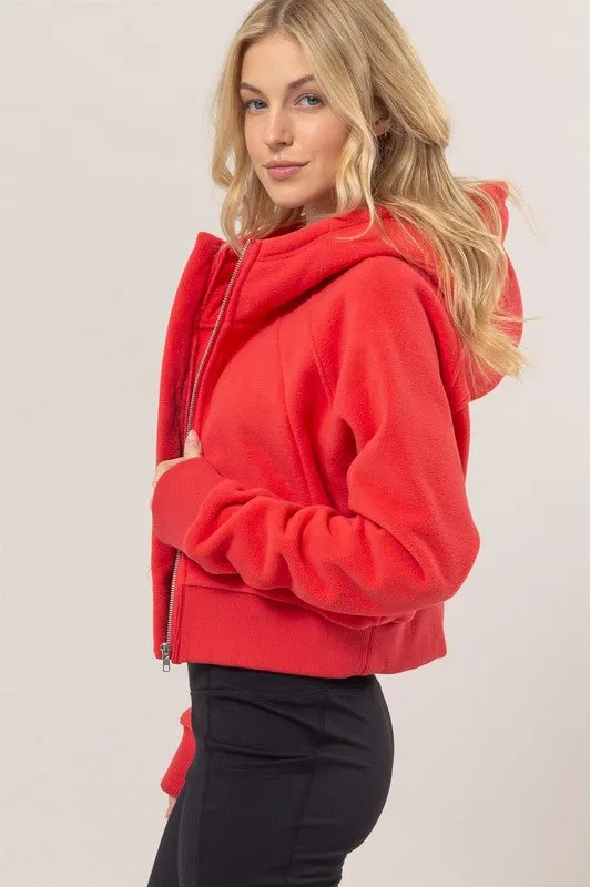 Fleece Zip-Front Hood Jacket