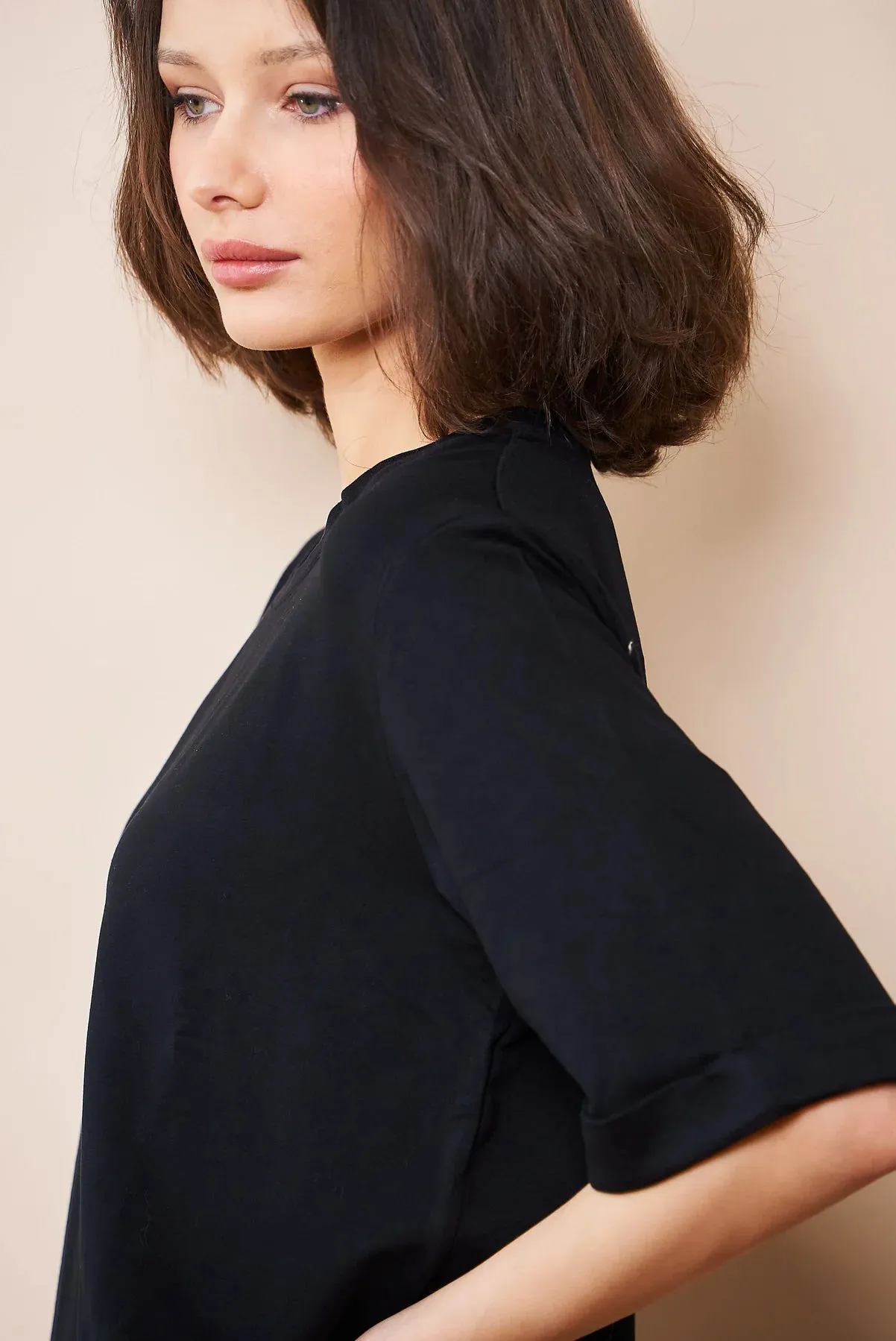 French Terry Semi Relaxed Elbow Sleeve Pullover