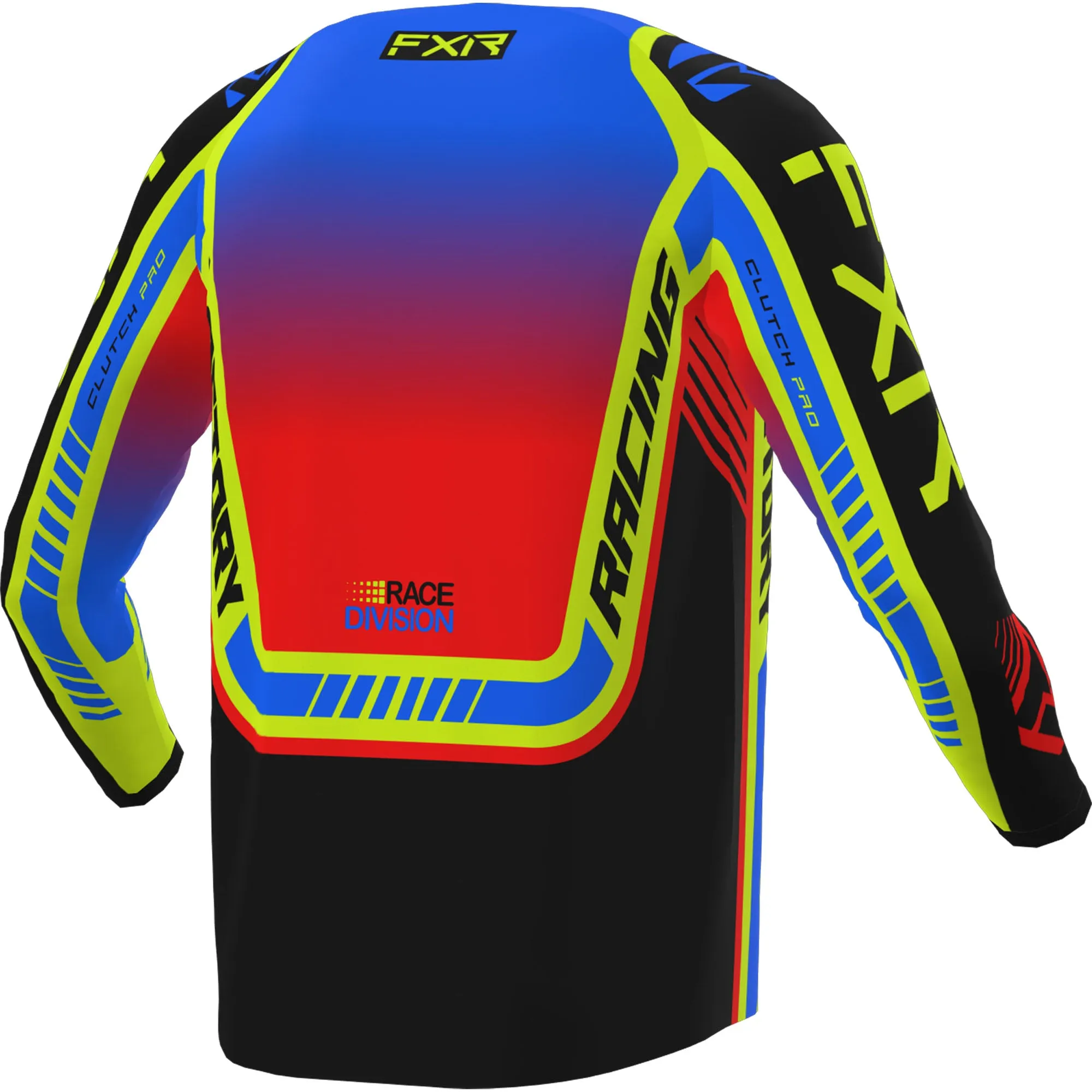 FXR  Youth Clutch Pro MX Jersey Pro Blue HiVis Red Moisture Wicking Drop-Tail Hem