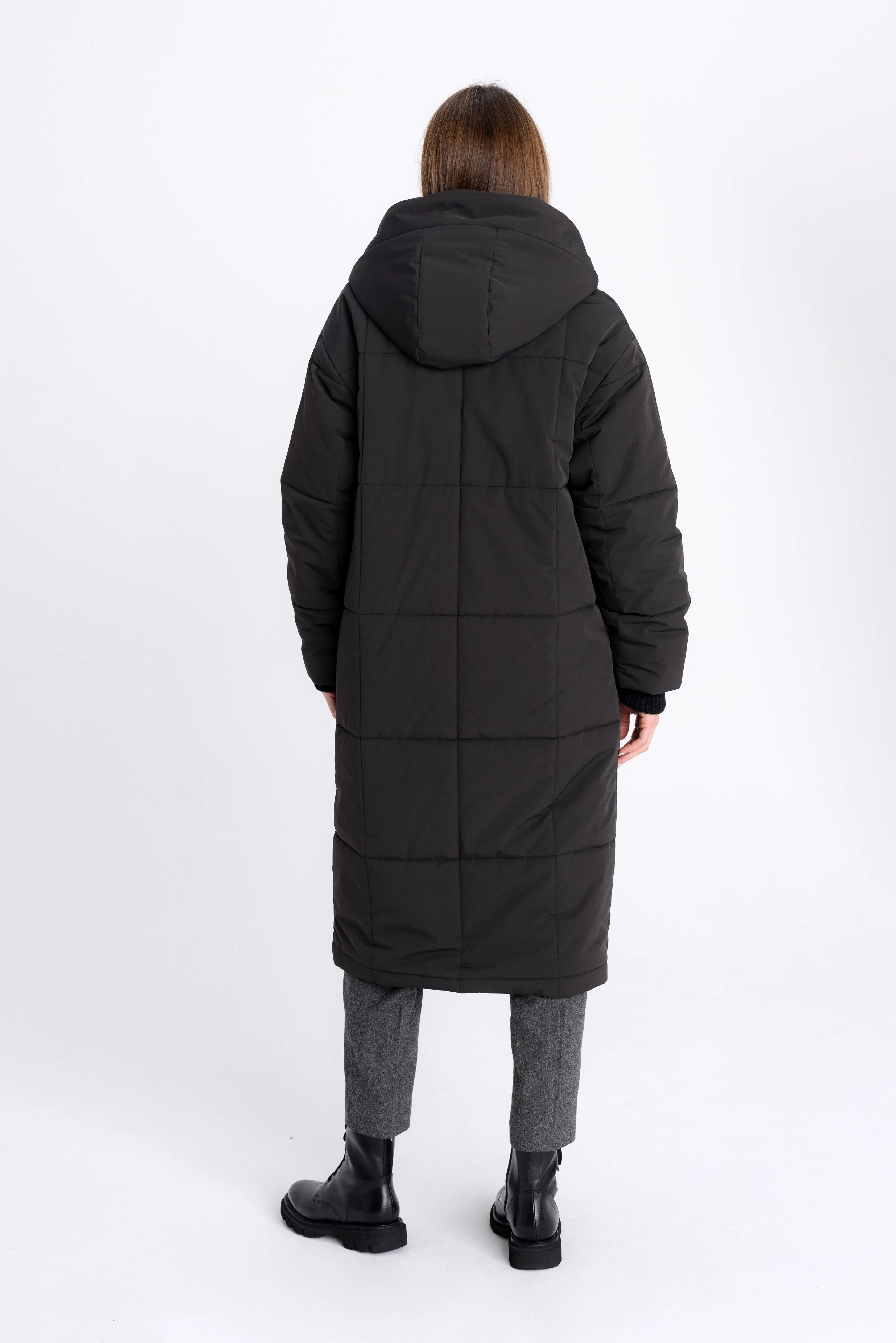 GRAPHITE PADDED COAT WITH HOOD