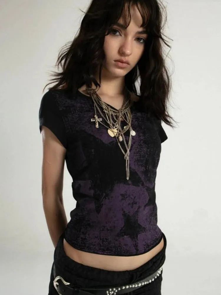 Grunge Star Printed Top