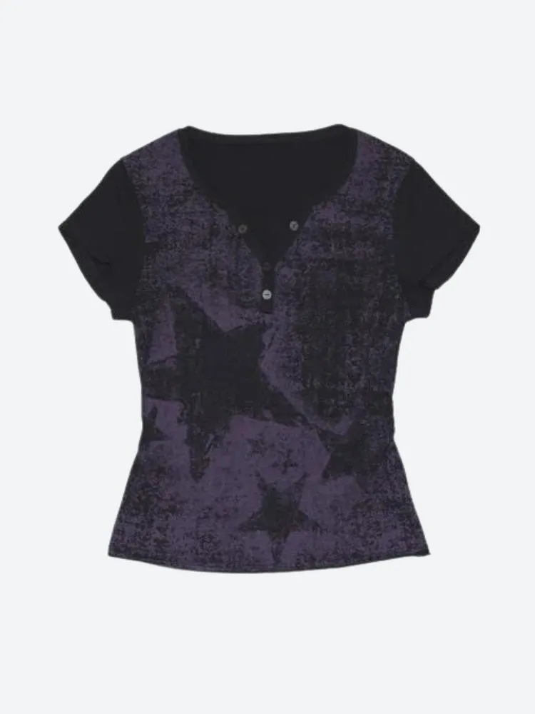 Grunge Star Printed Top