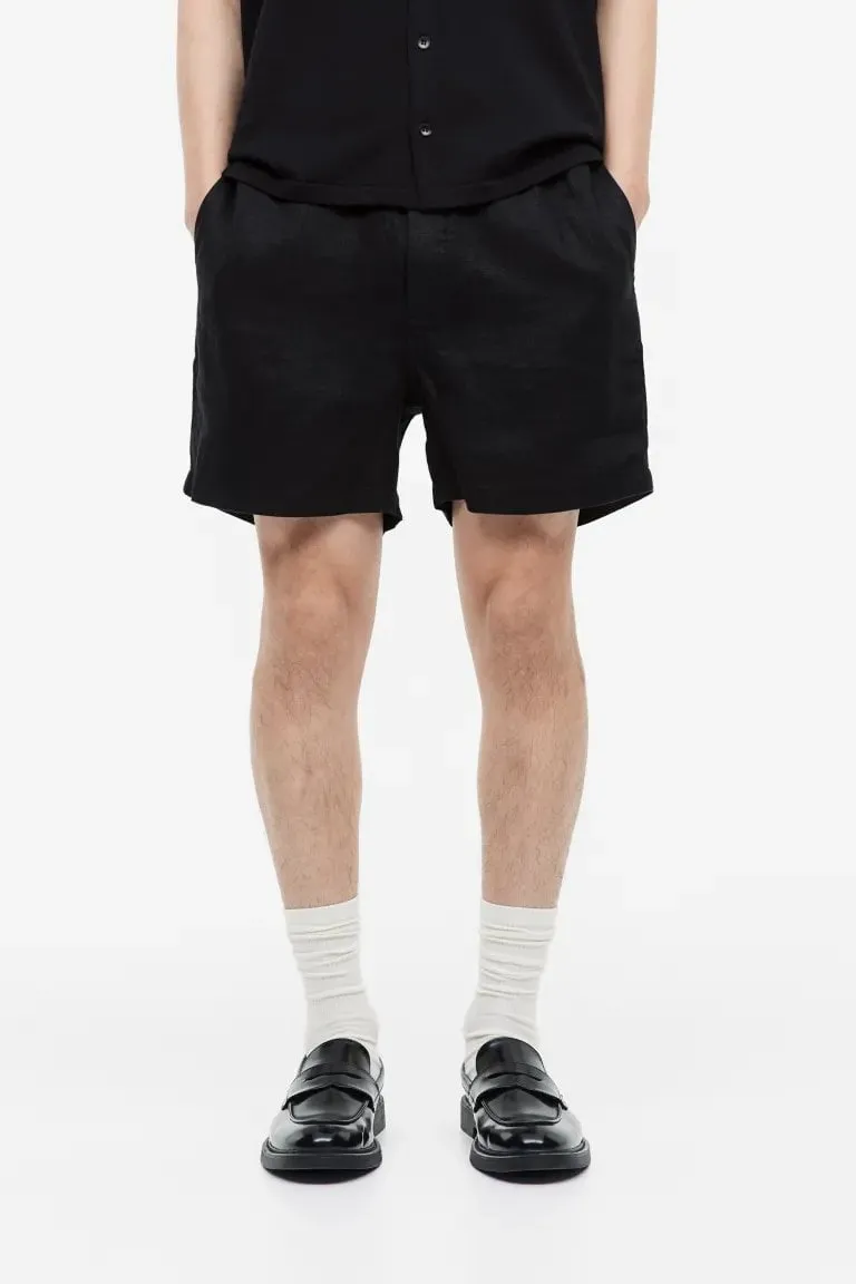 H&M Regular Fit Linen shorts, black