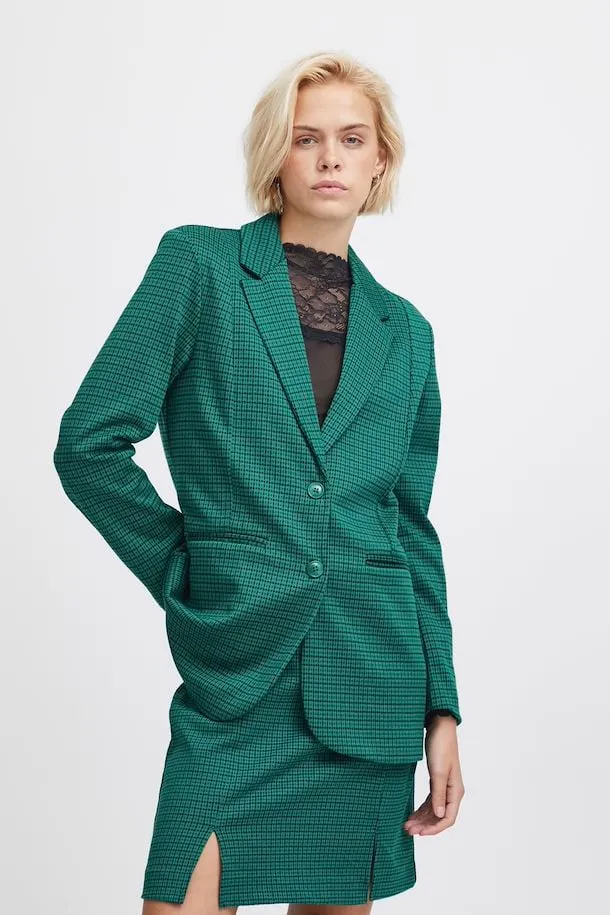 Ichi Kate Cameleon Oversized Blazer-Cadmium Green-20119375