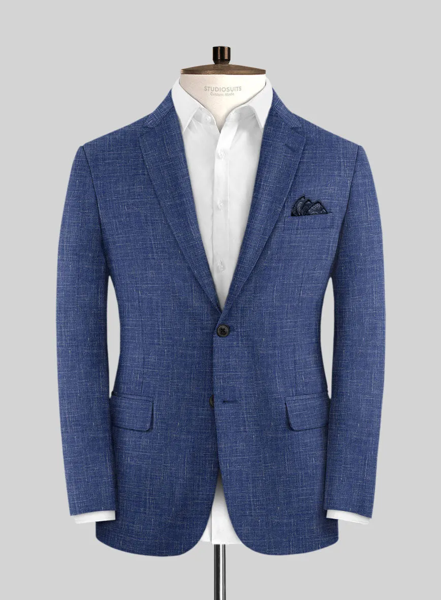 Italian Murano Cobalt Blue Wool Linen Jacket